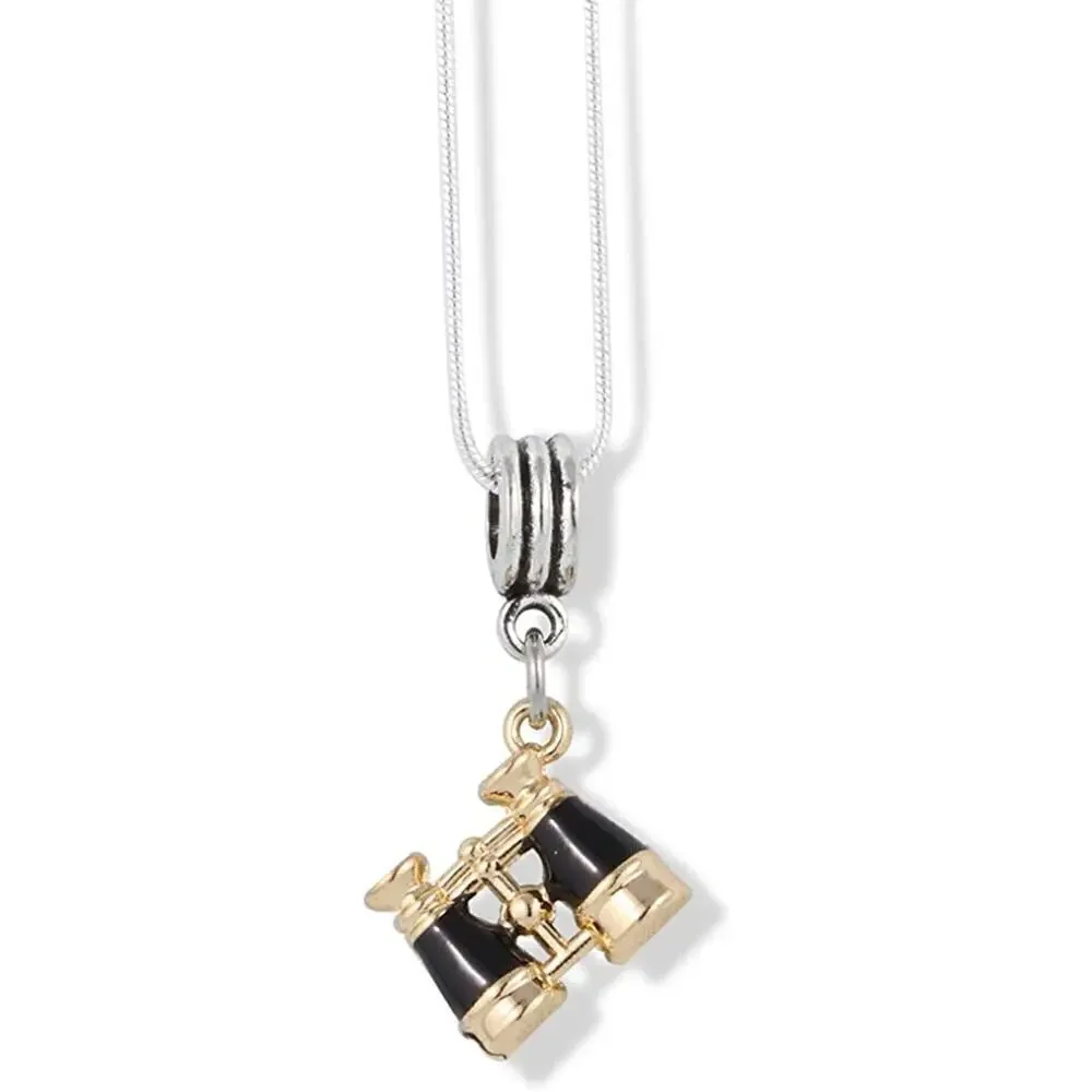 Binoculars Black and Gold Necklace Pendant Jewelry